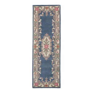 Modrý vlnený behúň Flair Rugs Aubusson, 67 × 210 cm