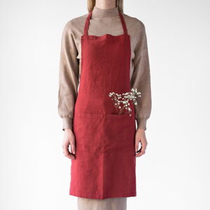 Červená ľanová zástera Linen Tales Daily Apron, 80 x 55 cm