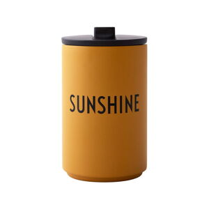 Horčicový cestovný termohrnček Design Letters Sunshine, 350 ml