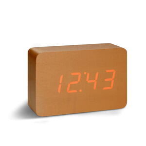 Oranžový budík s červeným LED displejom Gingko Brick Click Clock