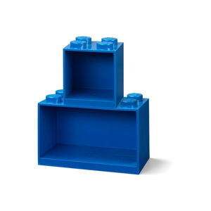 Súprava 2 detských modrých nástenných políc LEGO® Brick