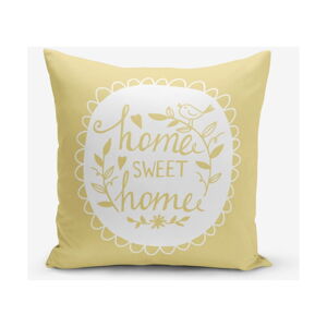 Žltá obliečka na vankúš Minimalist Cushion Covers Home Sweet Home, 45 × 45 cm