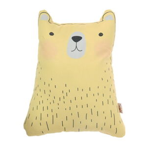 Žltý detský vankúšik s prímesou bavlny Mike & Co. NEW YORK Pillow Toy Bear Cute, 22 x 30 cm