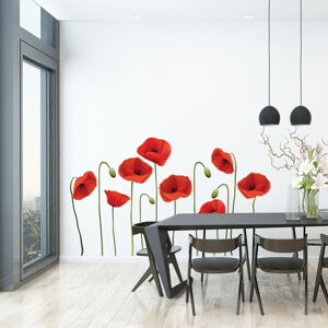 Sada samolepiek na stenu Ambiance vrmeil Poppies, 60 x 70 cm