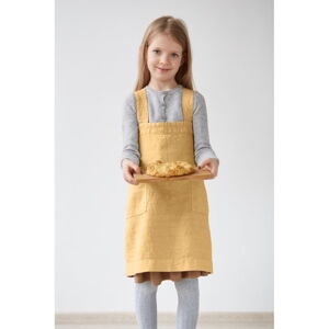 Detská žltá ľanová zástera Linen Tales Pinafore, 72 x 45 cm