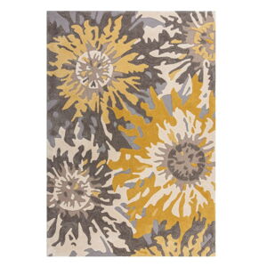 Sivo-žltý koberec Flair Rugs Soft Floral, 120 x 170 cm