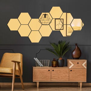 Súprava samolepiek na stenu 12 ks 17x20 cm Hexagons Gold - Ambiance