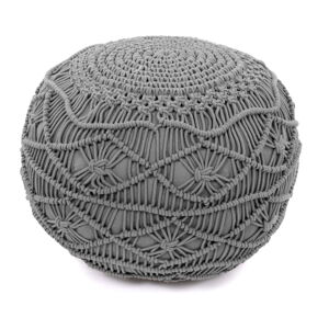 Sivý puf Tiseco Home Studio Macramé, výška 35 cm