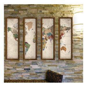 Dekoratívny viacdielny obraz World, 19 × 70 cm