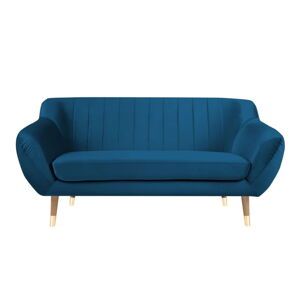 Modrá zamatová pohovka Mazzini Sofas Benito, 158 cm