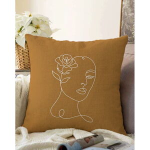 Oranžovohnedá obliečka na vankúš s prímesou bavlny Minimalist Cushion Covers Chenille, 55 x 55 cm