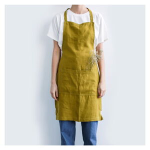 Zelená ľanová zástera Linen Tales Daily Apron, 80 x 55 cm