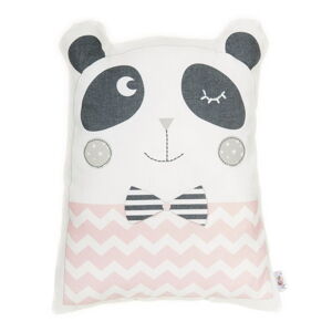 Ružový detský vankúšik s prímesou bavlny Mike & Co. NEW YORK Pillow Toy Panda, 25 x 36 cm