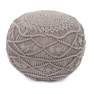 Svetlosivý puf Tiseco Home Studio Macramé, výška 35 cm