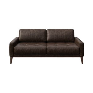 Tmavohnedá kožená pohovka MESONICA Musso Tufted, 173 cm