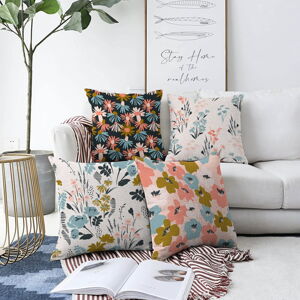 Súprava 4 obliečok na vankúše Minimalist Cushion Covers Blooming, 55 x 55 cm