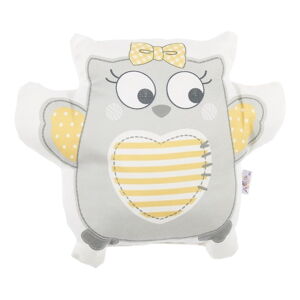 Sivý detský vankúšik s prímesou bavlny Mike & Co. NEW YORK Pillow Toy Owl, 32 x 26 cm