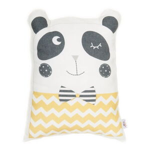 Žltý detský vankúšik s prímesou bavlny Mike & Co. NEW YORK Pillow Toy Panda, 25 x 36 cm