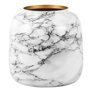 Bielo-čierna železná váza PT LIVING Marble, výška 12,5 cm