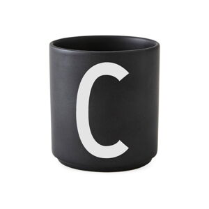 Čierny porcelánový hrnček Design Letters Alphabet C, 250 ml