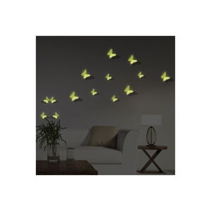 Sada 12 v tme svietiacich 3D samolepiek Ambiance Butterflies