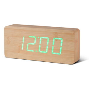 Svetlohnedý budík so zeleným LED displejom Gingko Slab Click Clock