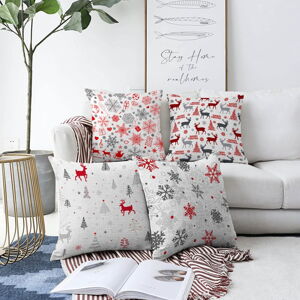 Súprava 4 vianočných žinylkových obliečok na vankúš Minimalist Cushion Covers Nordic Christmas, 55 x 55 cm