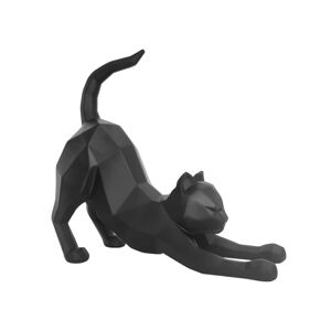 Matne čierna soška PT LIVING Origami Stretching Cat, výška 30,5 cm