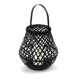 Čierny bambusový lampáš Compactor Bamboo Lantern, ⌀ 25 cm