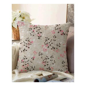 Hnedá obliečka na vankúš s prímesou bavlny Minimalist Cushion Covers Bloom, 55 x 55 cm