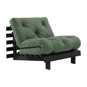 Rozkladacie kreslo so zeleným poťahom Karup Design Roots Black/Olive Green