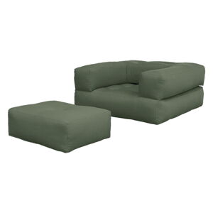 Rozkladacie kreslo so zeleným poťahom Karup Design Cube Olive Green