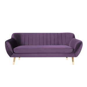 Fialová zamatová pohovka Mazzini Sofas Benito, 188 cm